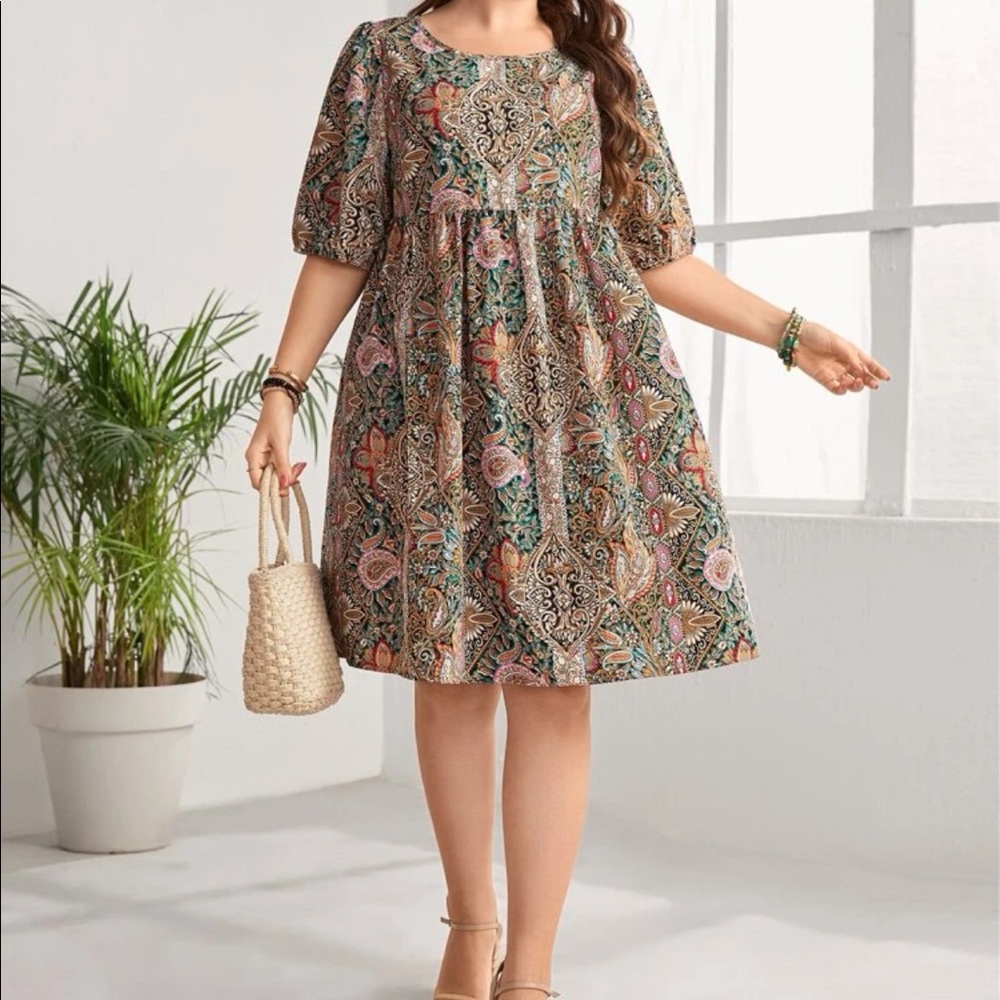 Boho floral paisley print smock dress - Picture 8 of 10